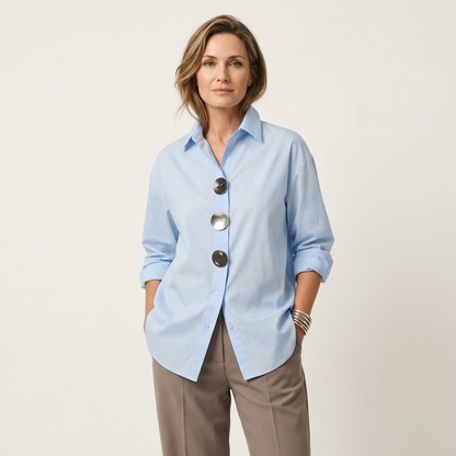 Mandy | Cotton-Linen Retro Blouse