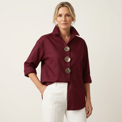 Mandy | Cotton-Linen Retro Blouse