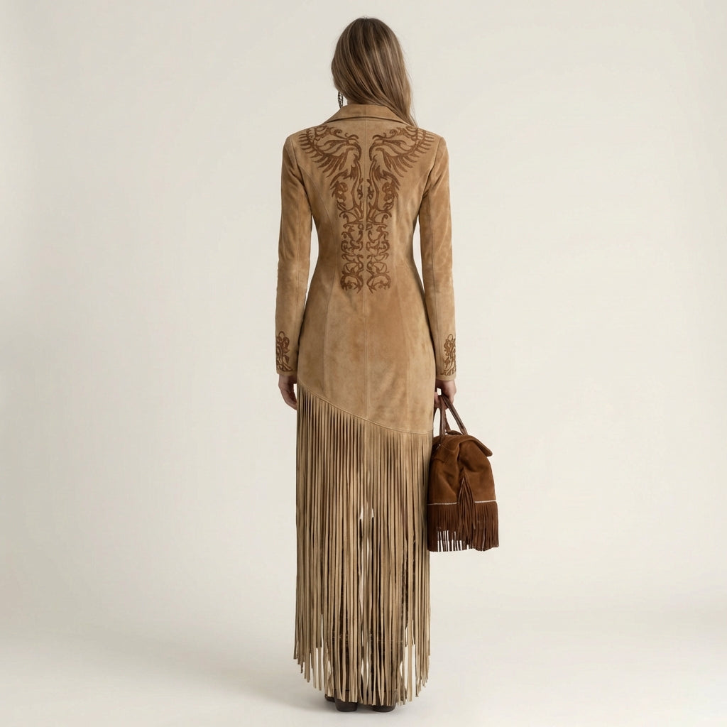 Aitana | Suede Fringe Maxi Dress