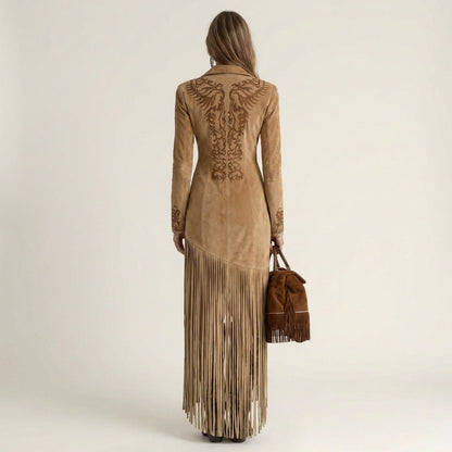 Aitana | Suede Fringe Maxi Dress