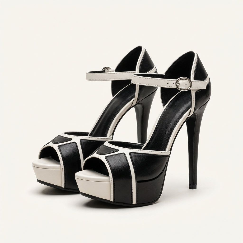 Ramona | Abstract-Print Leather Heels