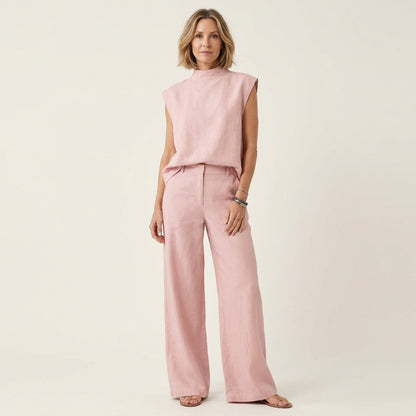 Kerry | Mock Neck Vest & High-Waist Pants Set