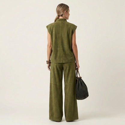 Kerry | Mock Neck Vest & High-Waist Pants Set