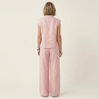 Kerry | Mock Neck Vest & High-Waist Pants Set