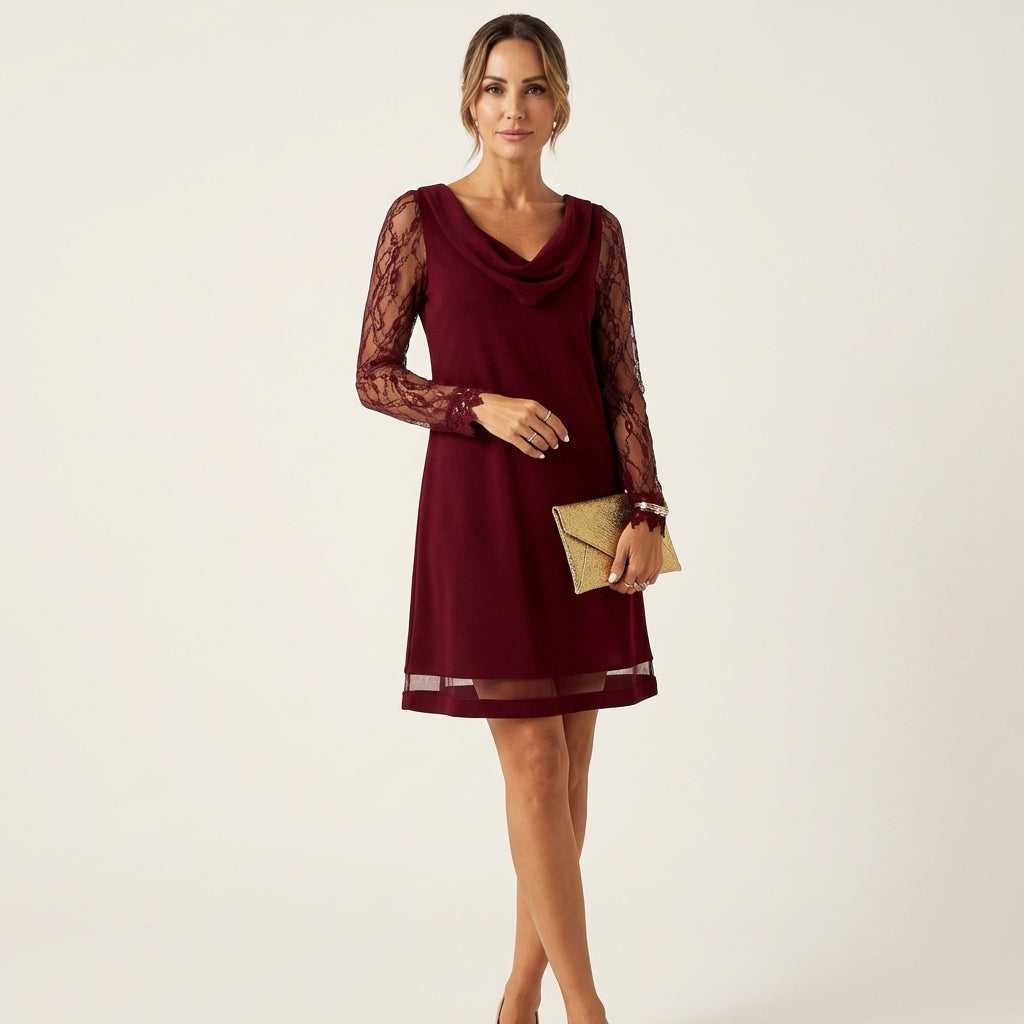 Xenia | Black Lace-Sleeve Mini Dress
