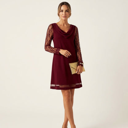 Xenia | Black Lace-Sleeve Mini Dress