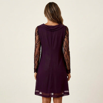 Xenia | Black Lace-Sleeve Mini Dress