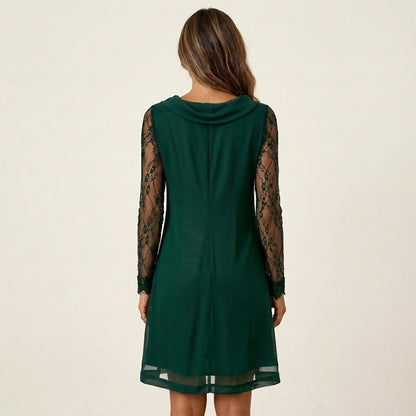 Xenia | Black Lace-Sleeve Mini Dress