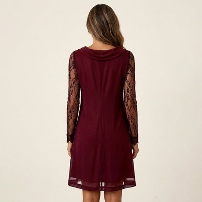 Xenia | Black Lace-Sleeve Mini Dress