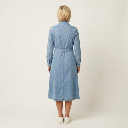 Maribell | Long-Sleeve Maxi Denim Dress