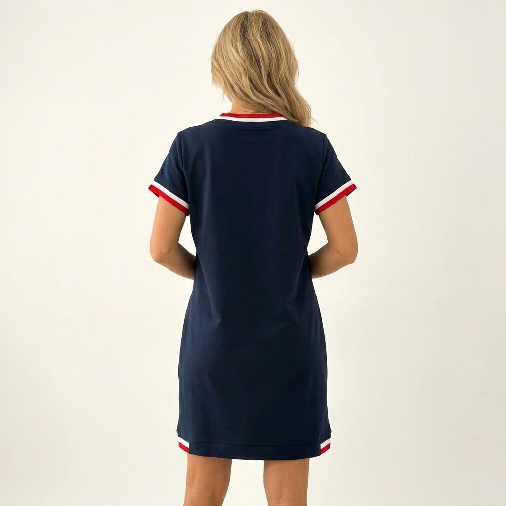 Avery | Contrast-Trim Midi Dress