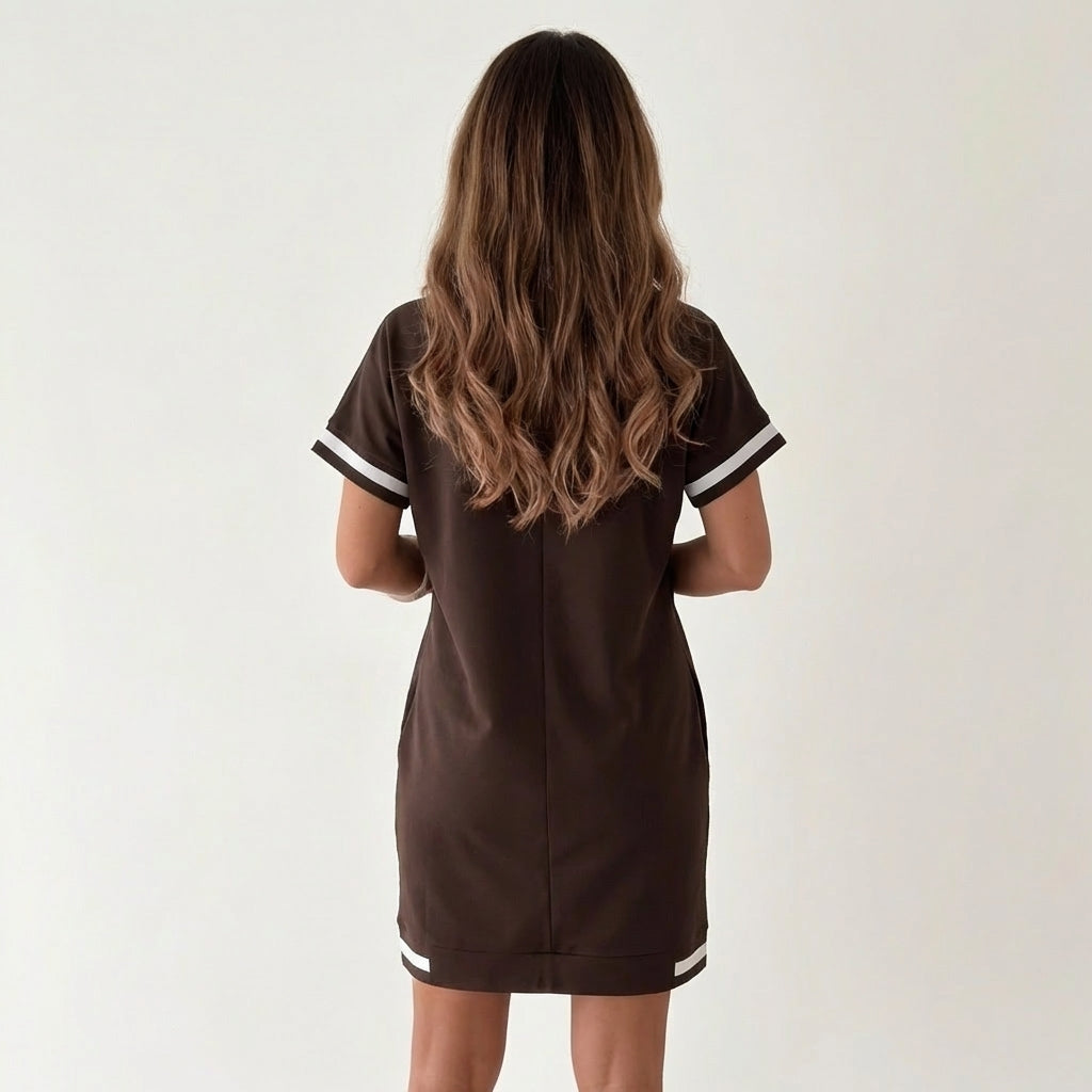 Avery | Contrast-Trim Midi Dress