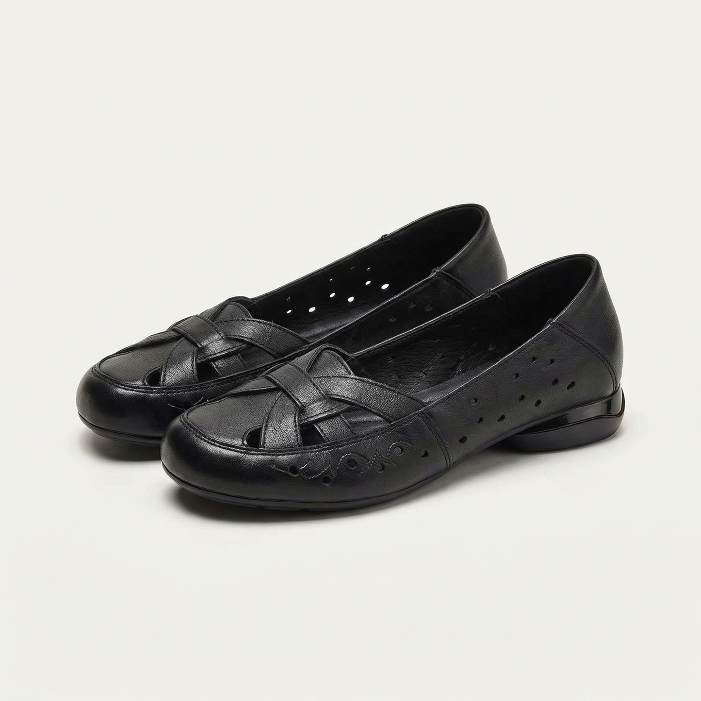 Renata | Woven Leather Cutout Flat