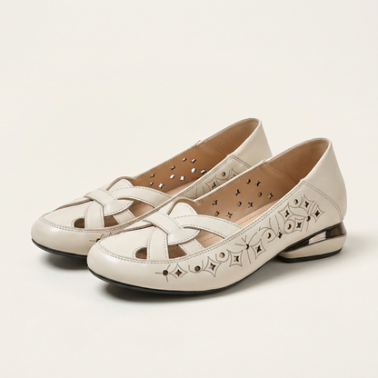 Renata | Woven Leather Cutout Flat
