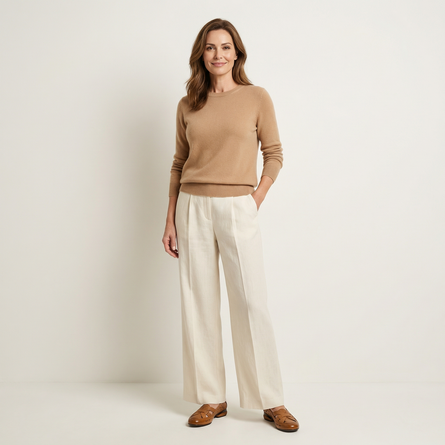 Renata | Woven Leather Cutout Flat