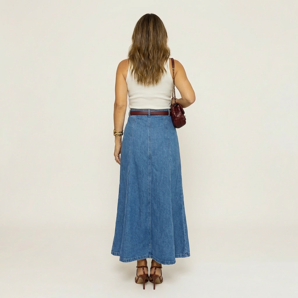 Valentina | High-Waist Midi Denim Skirt