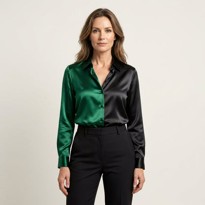 Willow | Two-Tone Satin Blouse