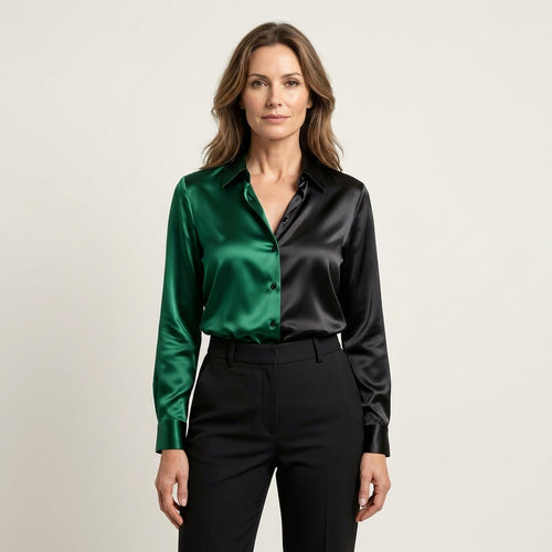 Willow | Two-Tone Satin Blouse