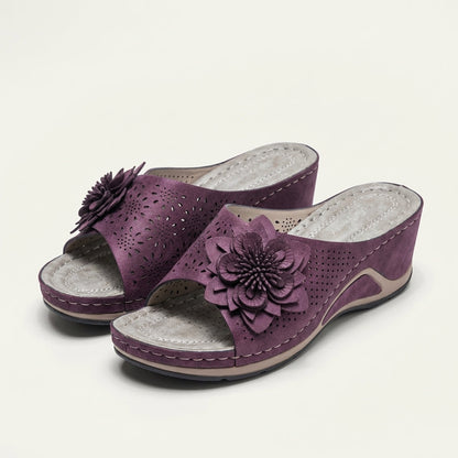 Aurora | Flower-Detail Orthopedic Wedge Sandal