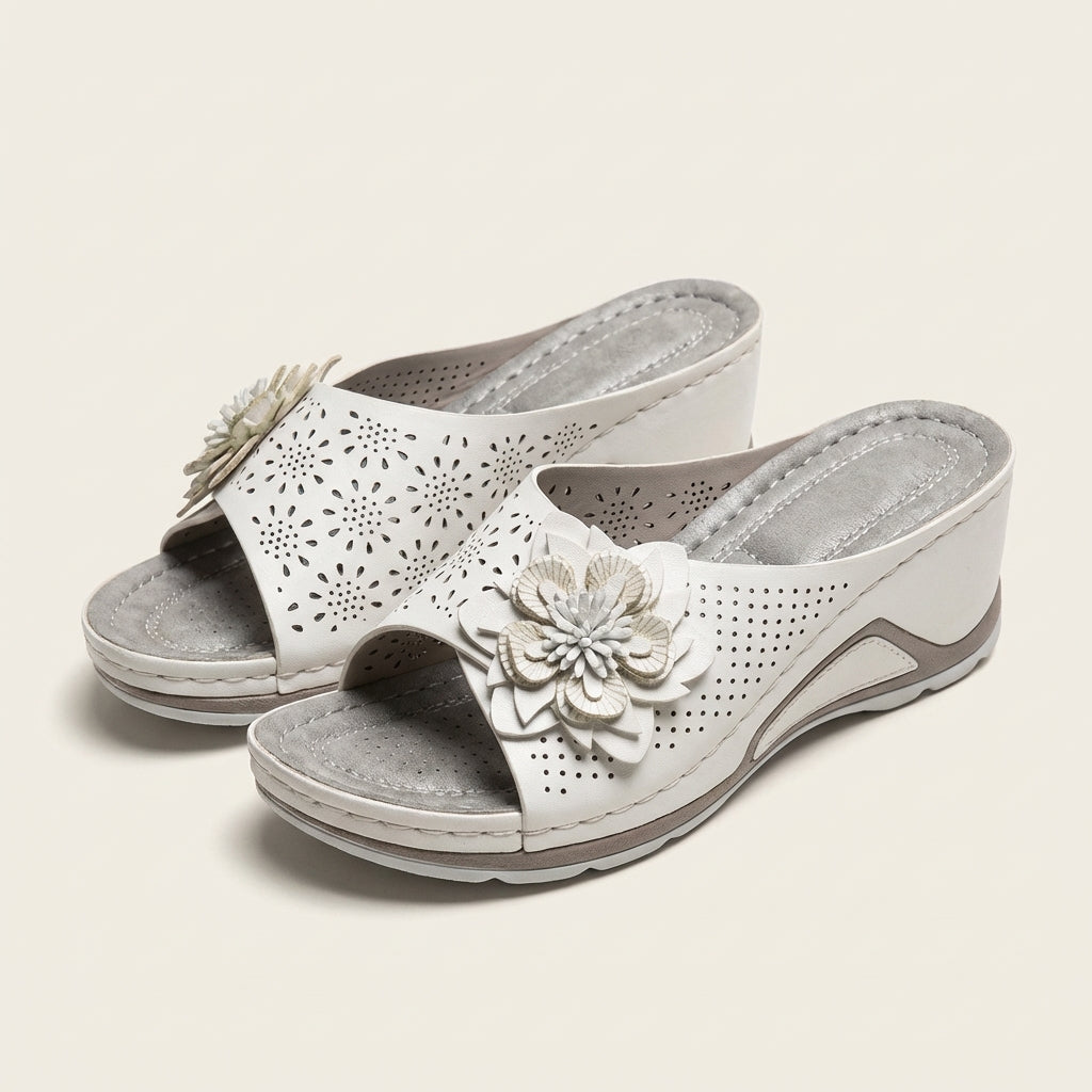 Aurora | Flower-Detail Orthopedic Wedge Sandal