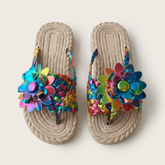 Elodie | Braided Flower Flat Sandal