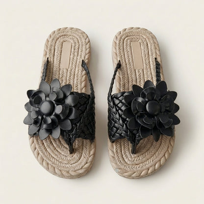 Elodie | Braided Flower Flat Sandal