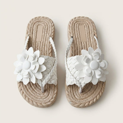 Elodie | Braided Flower Flat Sandal