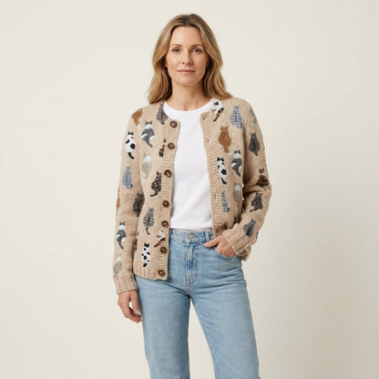 Delia | All-Over Cat Print Cardigan