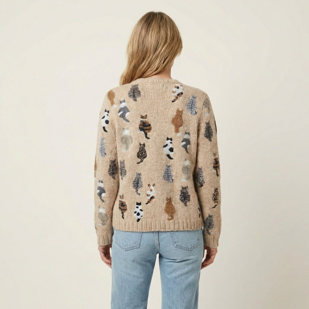 Delia | All-Over Cat Print Cardigan
