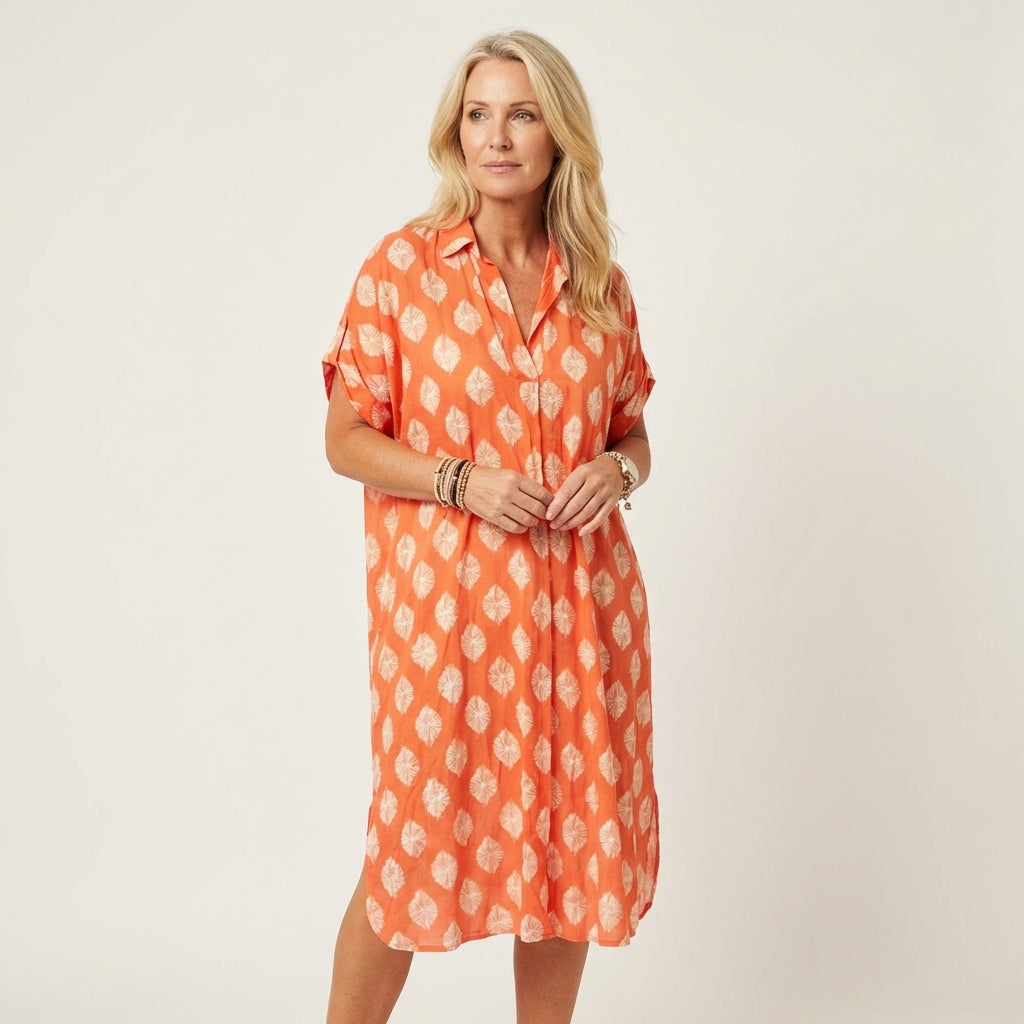 Beatrice | Collar Print Shirt Dress