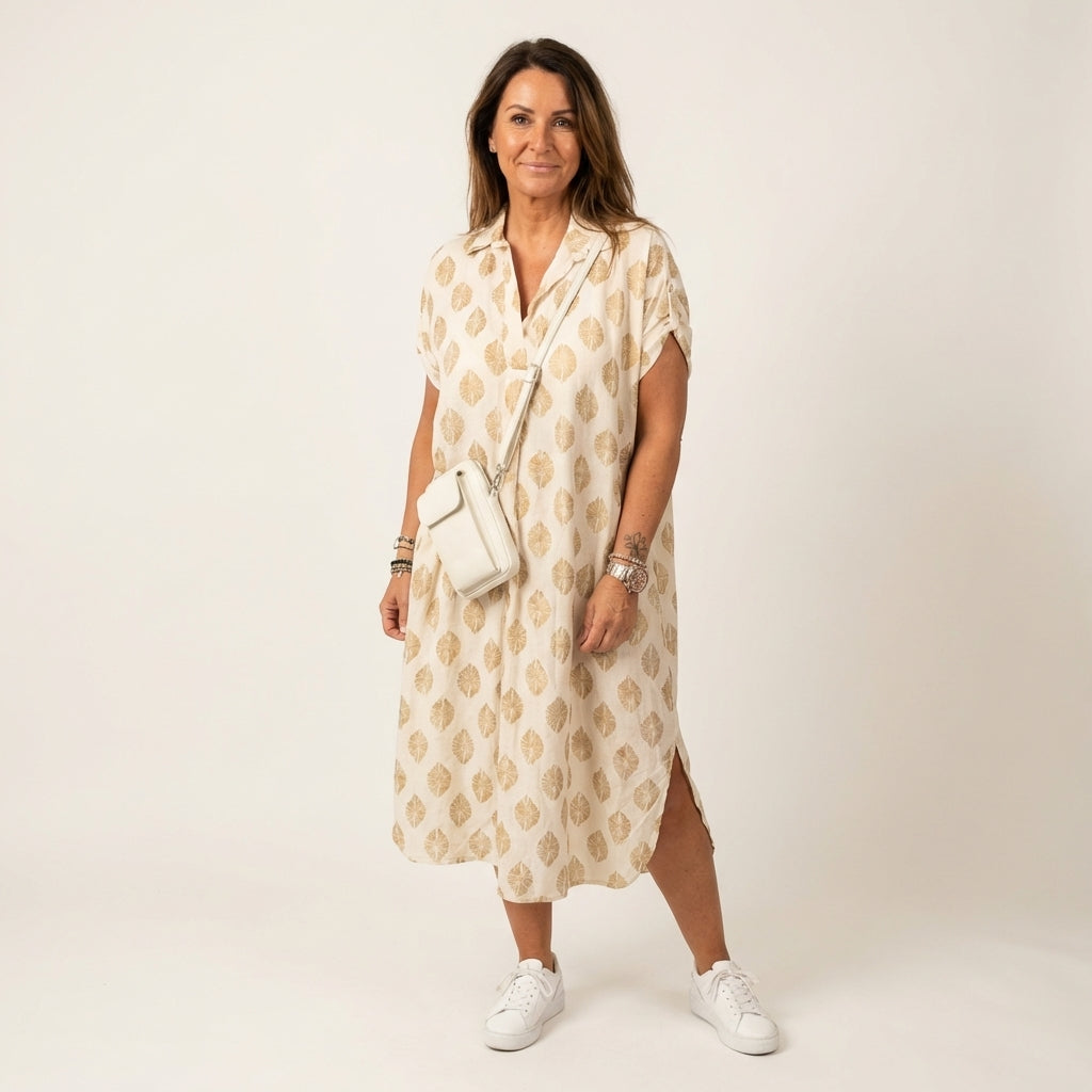 Beatrice | Collar Print Shirt Dress