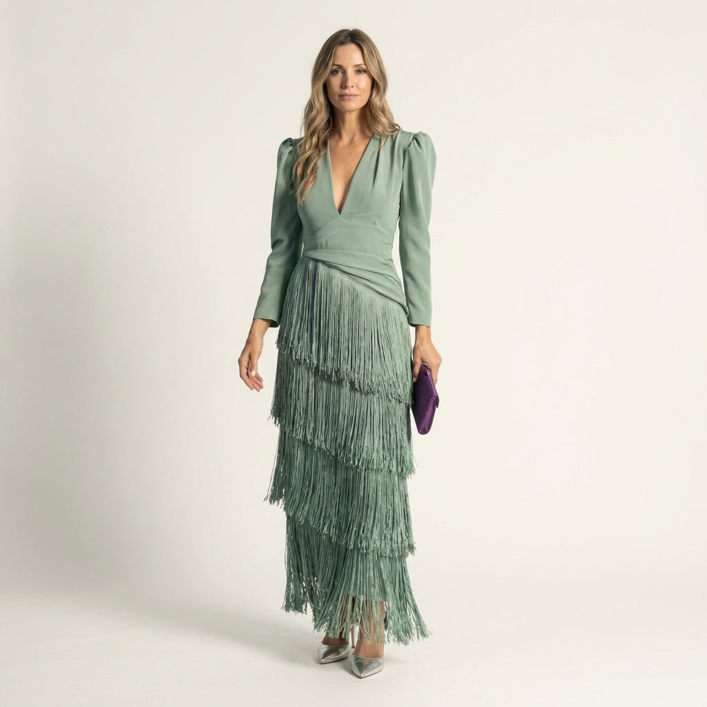 Brielle | Tiered Fringe Maxi Dress