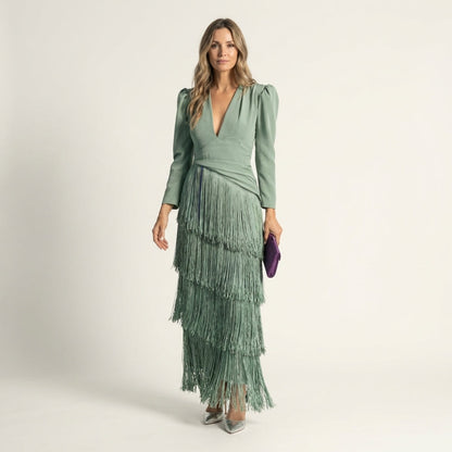 Brielle | Tiered Fringe Maxi Dress