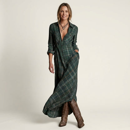 Kaylin | Plaid Shirt Maxi Dress