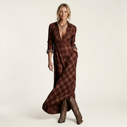 Kaylin | Plaid Shirt Maxi Dress