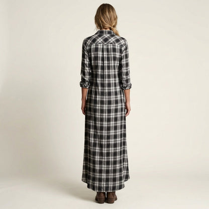 Kaylin | Plaid Shirt Maxi Dress