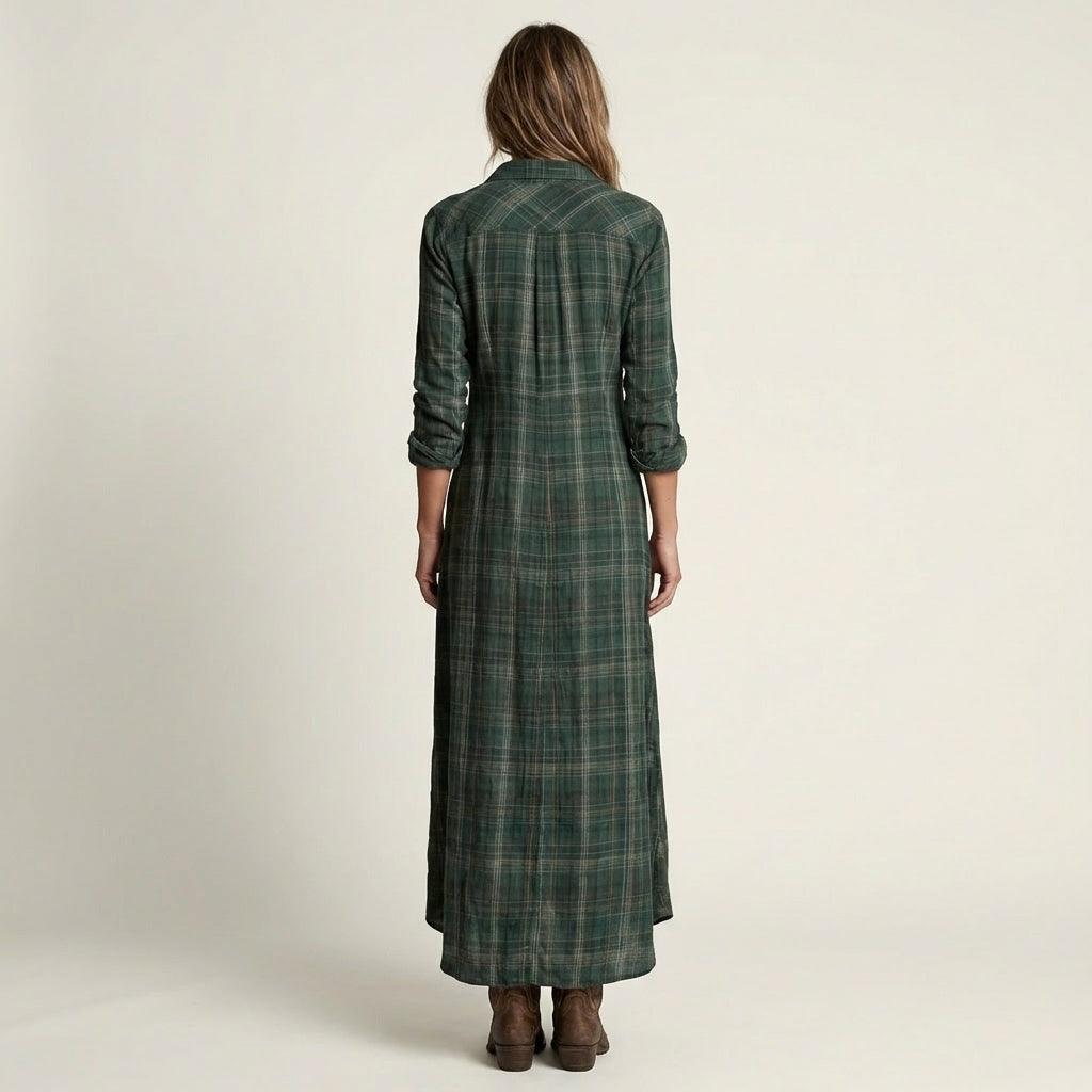Kaylin | Plaid Shirt Maxi Dress