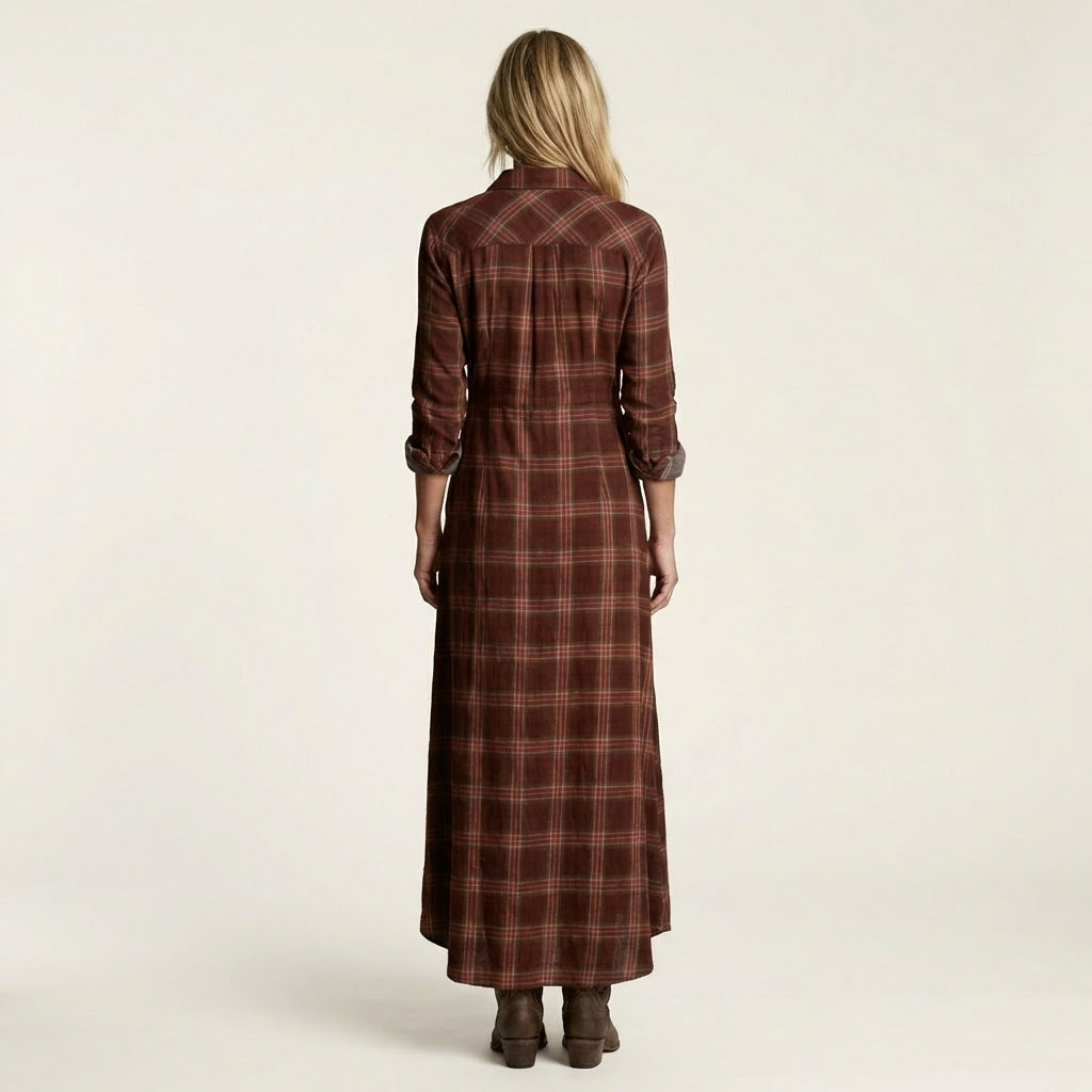 Kaylin | Plaid Shirt Maxi Dress