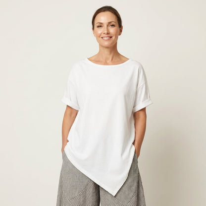 Evangeline | Cotton Asymmetric T-Shirt