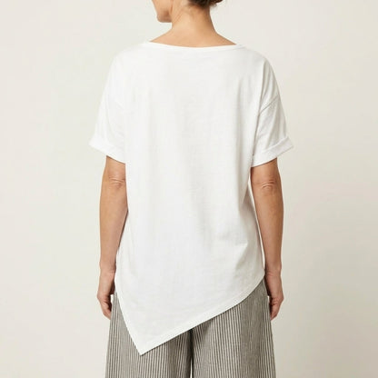 Evangeline | Cotton Asymmetric T-Shirt