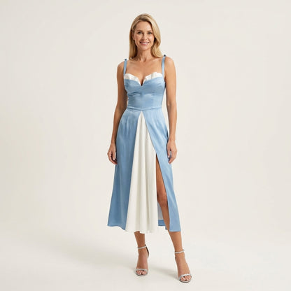 Rose | Two-Tone Slit Midi Dress