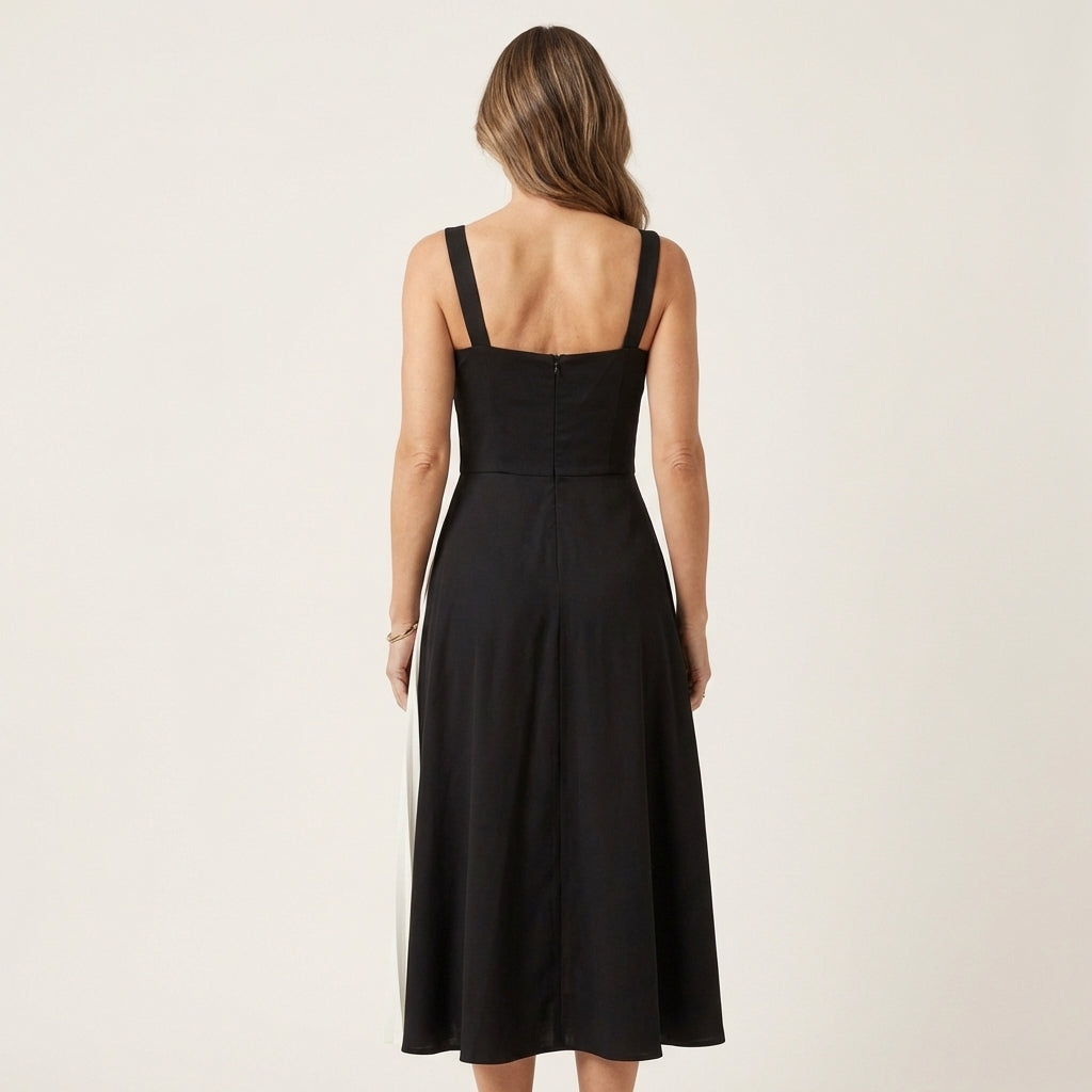 Rose | Two-Tone Slit Midi Dress