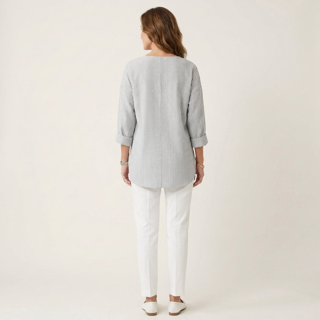 Yesenia | Striped Linen-Look Blouse