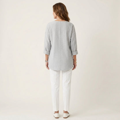 Yesenia | Striped Linen-Look Blouse
