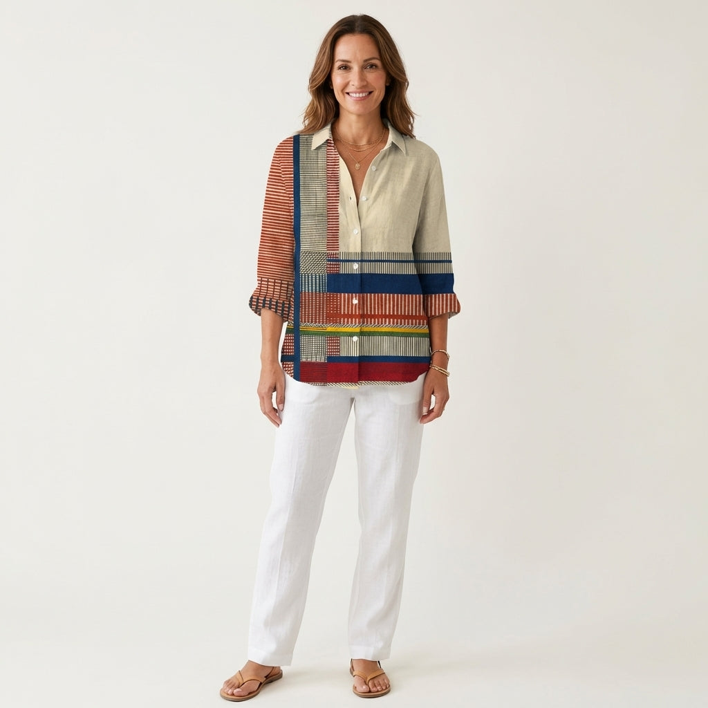 Freyja | Patchwork Print Button-Down