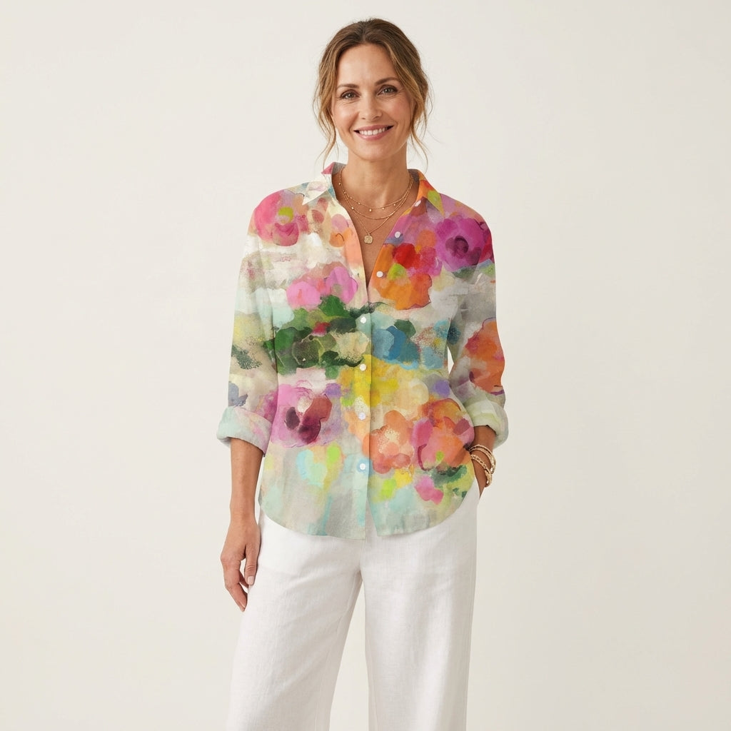 Nalini | Watercolor Floral Button-Down