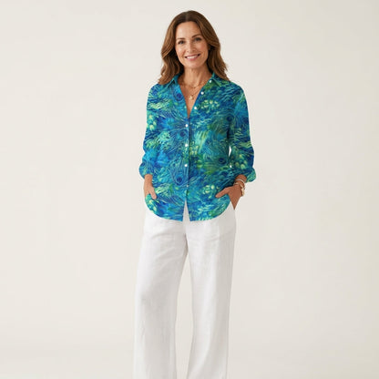 Florina | Peacock Print Button-Down