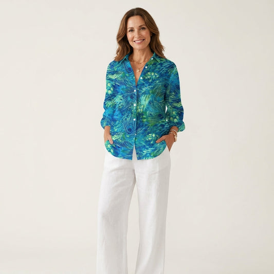 Florina | Peacock Print Button-Down