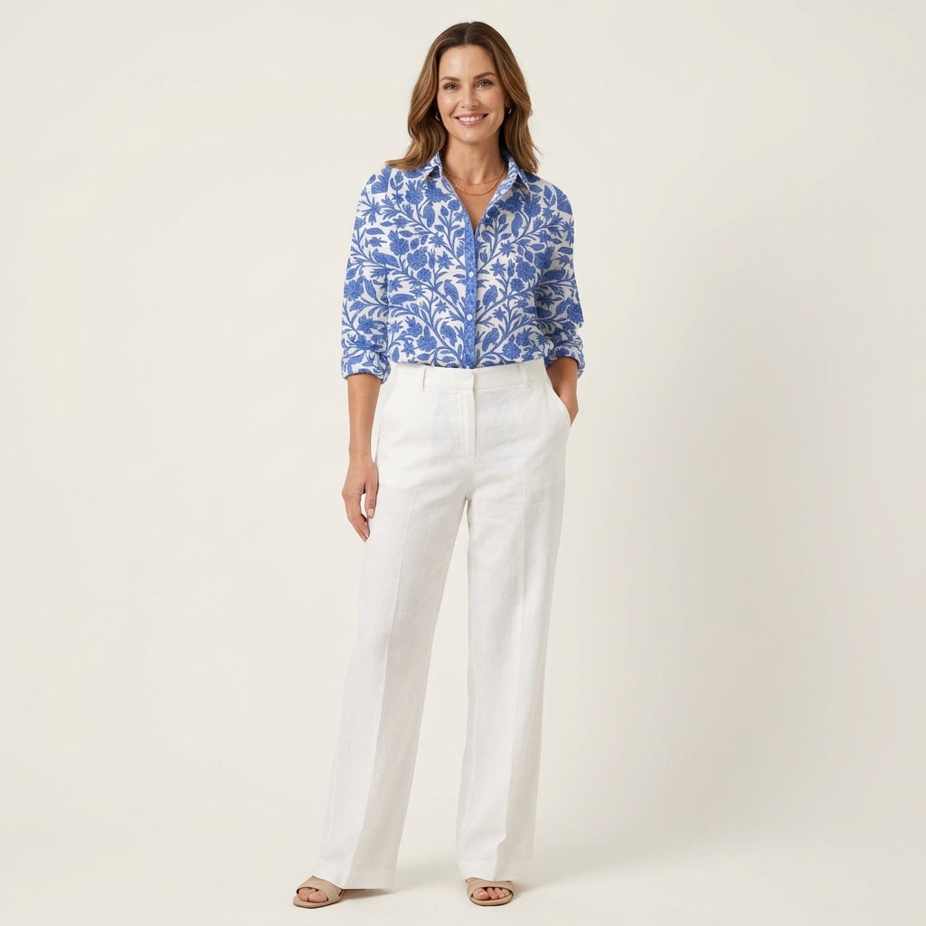 Naoki | Blue Botanical Button-Down