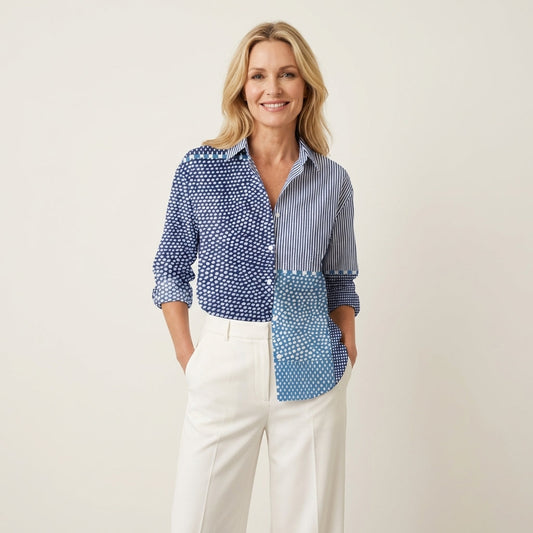 Rubina | Mixed-Print Button-Down